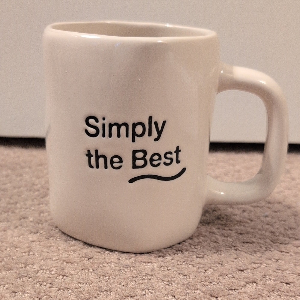 White Ceramic Mug for Dining "Simply the Best" Set of 2 NWT